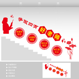 四有教师楼梯文化墙