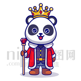 可爱卡通国王皇帝大熊猫