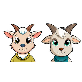 矢量动物卡通小山羊头像