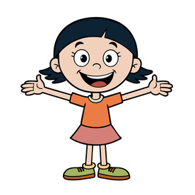 矢量人物伸开双臂的小女孩