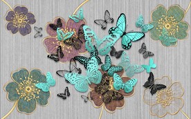 现代意境蝴蝶花荟背景装饰画