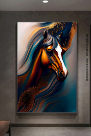现代艺术手绘抽象油画骏马装饰画