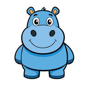 矢量动物可爱的小河马