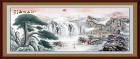 黄山迎客松国画