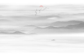 禅意水墨山水画