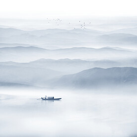 意境水墨山水壁画