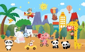 卡通动物乐园乐园背景墙