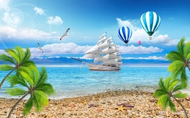 大海沙滩背景墙