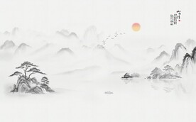 简约山水背景墙