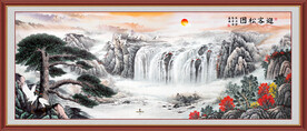 黄山迎客松国画