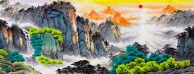 山水画风景画泰山山水