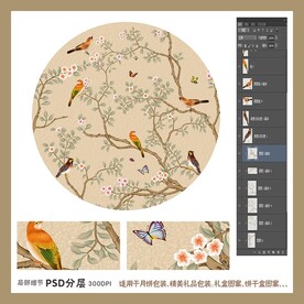 手绘花鸟包装礼盒