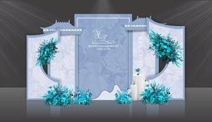 蓝色婚礼雾霾蓝浅蓝婚礼效果图