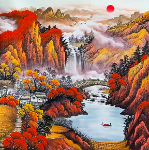 鸿运当头山水画