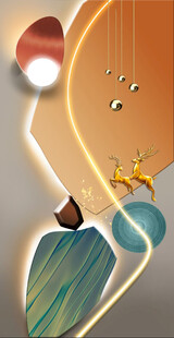 超清分层灯光肌理玄关画