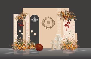 浅香槟色婚礼背景墙设计