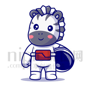 可爱卡通动物宇航员斑马