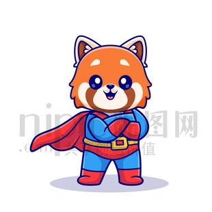可爱卡通超人小熊猫