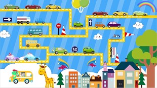 卡通汽车儿童房背景墙