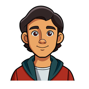 矢量人物可爱穿帽衫男孩