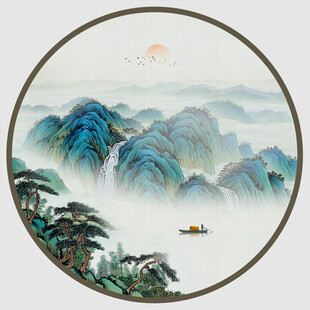 圆形山水画