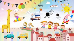 卡通儿童房背景墙