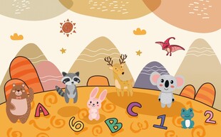 卡通动物背景墙