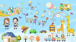 卡通儿童房背景墙