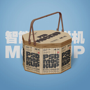 八角手提竹编礼盒样机