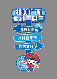 三月三网红打卡异形民族指示牌