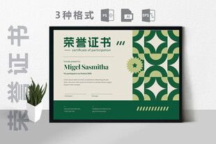  创意证书横版奖状