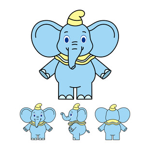 卡通大象角色设计及不同视角