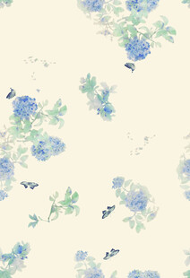 淡雅蓝花水彩花卉图案