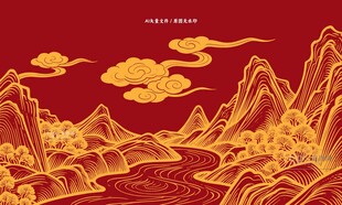 金色古风祥云背景