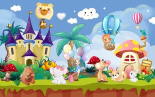 童话风欢乐儿童游玩场景