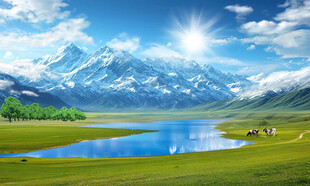 蓝天大草原背景墙壁纸