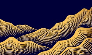 金色山脉蓝色背景