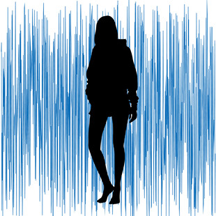 蓝色背景下的女性剪影