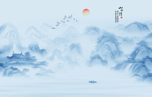 工笔国画山水壁画