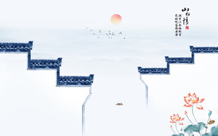 新中式水墨江南背景墙