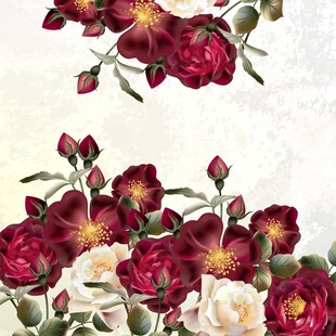 复古风红白花卉图案