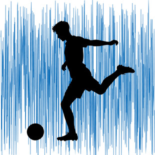 足球运动员踢球动感剪影