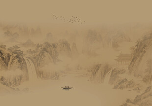 国画山水背景墙