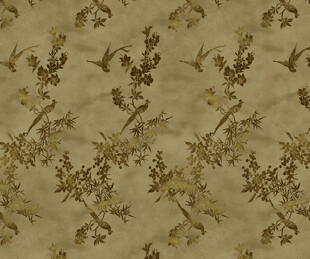 复古金色花卉鸟儿图案纹理