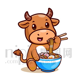 小牛开心吃面条