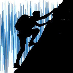 攀登者勇攀高峰的坚毅身影