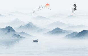 新中式山水背景墙