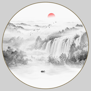 圆形水墨画