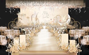 浪漫香槟色奢华婚礼现场布置