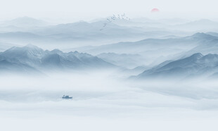 禅意水墨山水画